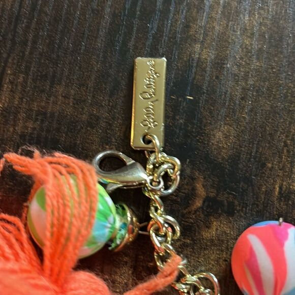 Lilly Pulitzer Boho Beach Resort Tassel Balls Bracelet Gold-Tone Hardware - Picture 5 of 7